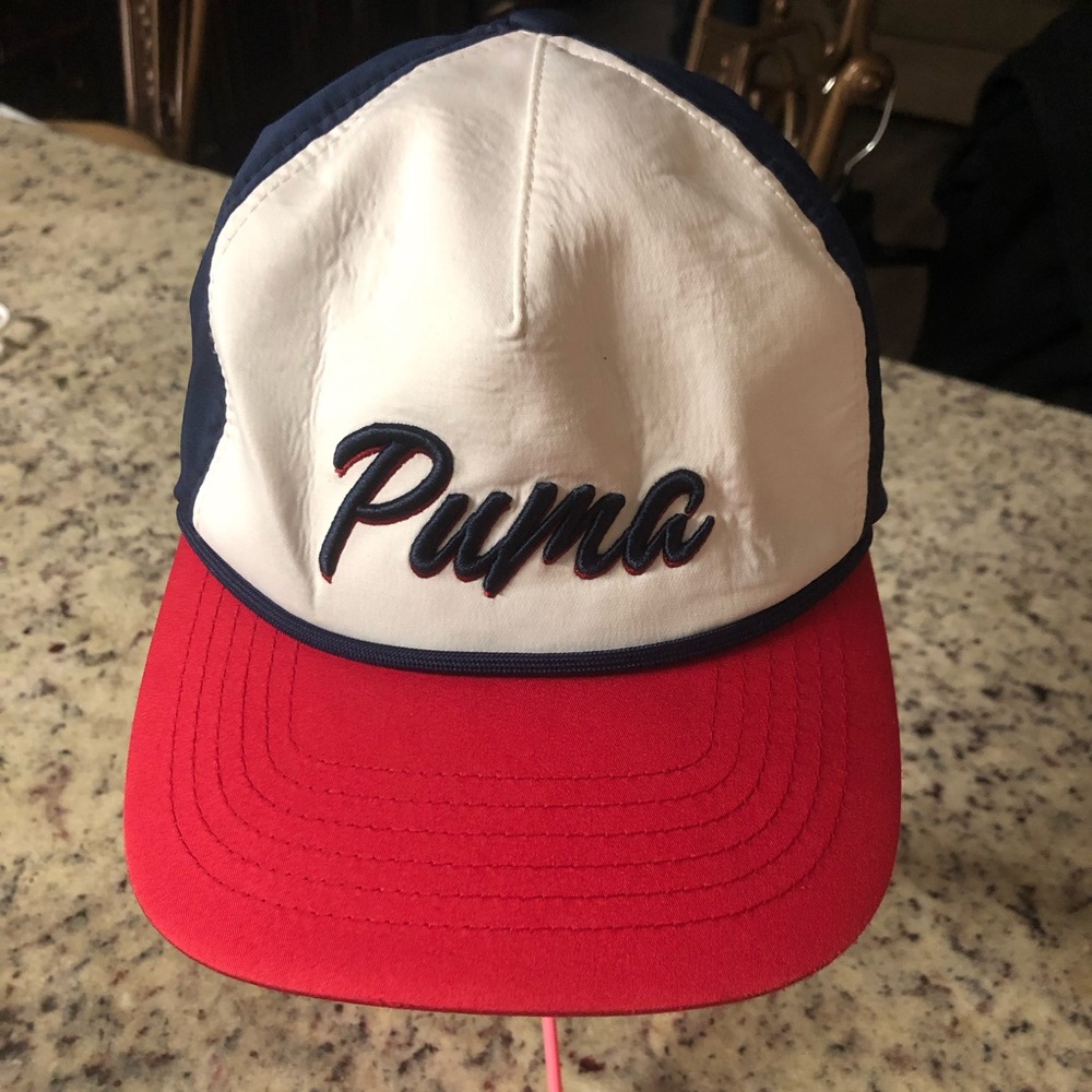 Puma red white blue cap hat osfa adjustable back collector July 4th